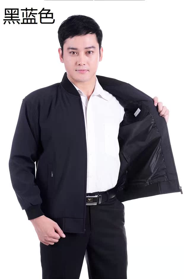 Áo khoác nam trung niên mùa xuân áo khoác nam trung niên áo khoác mùa xuân và mùa thu cổ tròn kích thước lớn bố áo khoác vest nam
