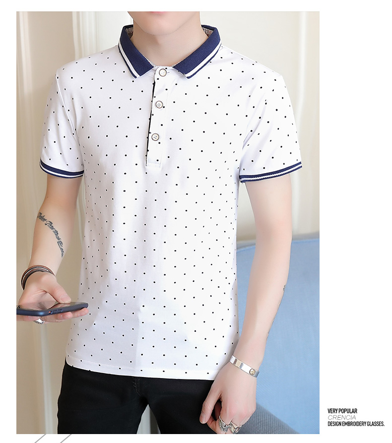 [95% cotton 5% spandex] áo thun nam ngắn tay ve áo polo áo sơ mi thương hiệu xu hướng quần áo nam nửa tay áo - Polo áo polo nam đẹp