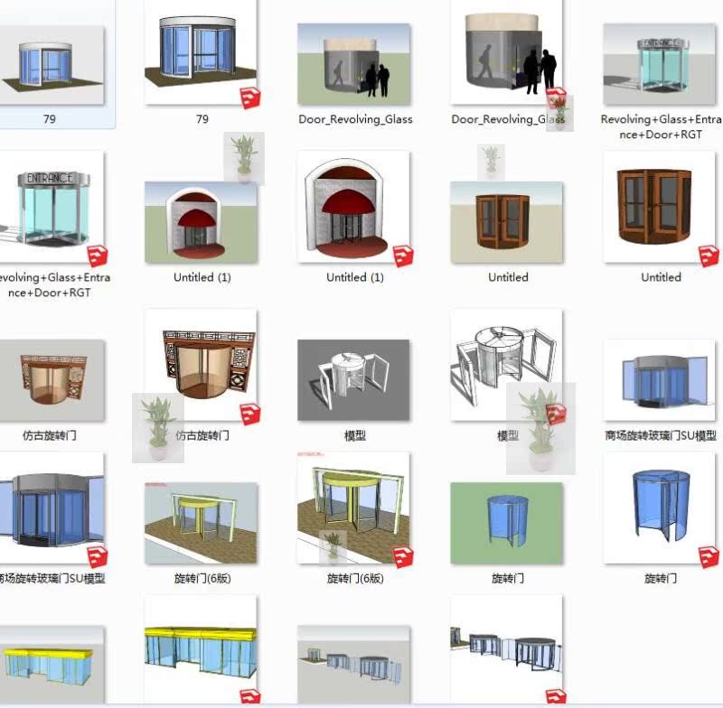 T631酒店餐厅商场圆形玻璃旋转门推拉门旋转门小品sketchup s...-2