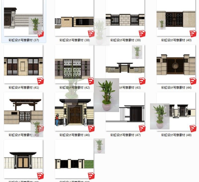 新中式围墙院门门头,新中式围墙大门效果图(第12页)_大山谷图库