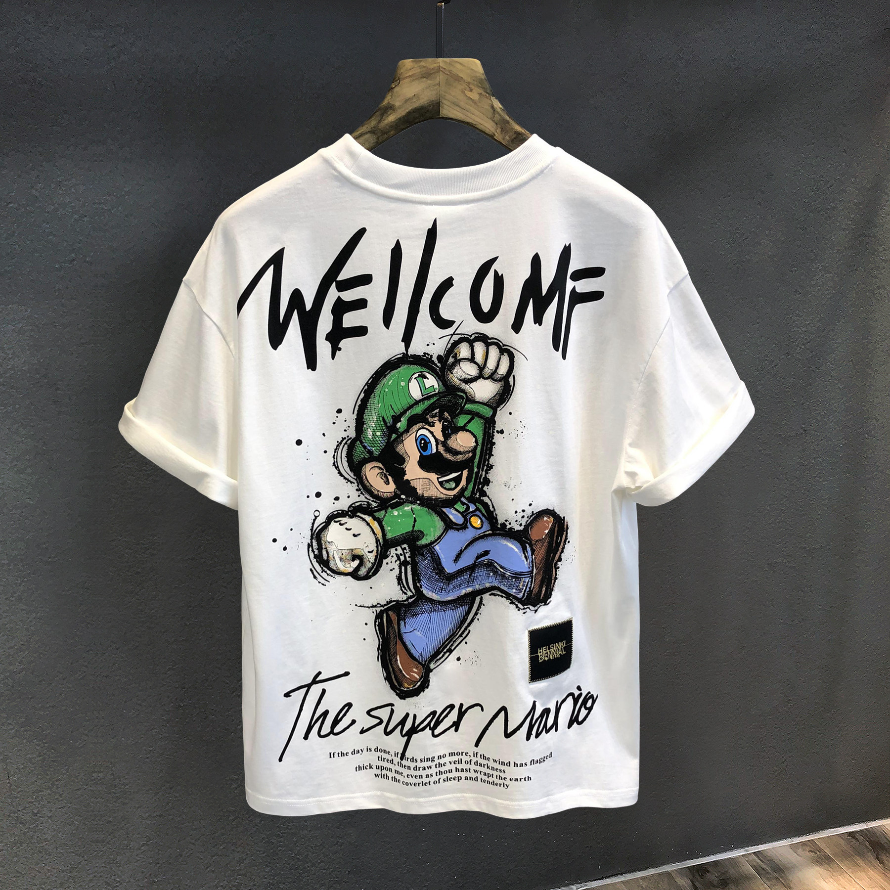 Japan imported high-end fashion brand cotton heavy short-sleeved T-shirt men's clothing loose couple half-sleeve t-shirt top