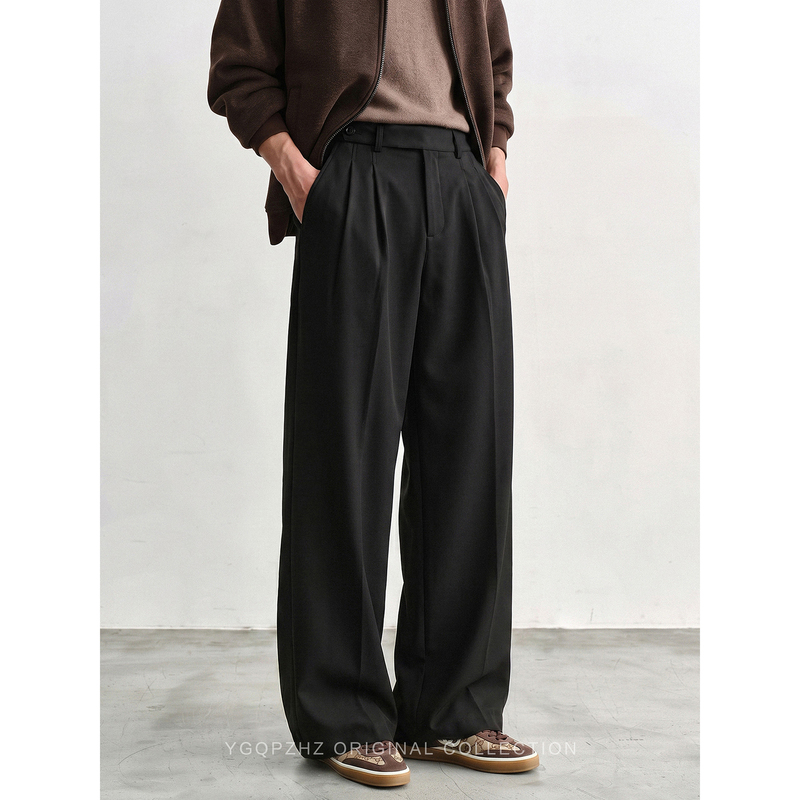East Coast High-End Old Money Style Double Pleated Design Drapey Casual Pants Men's Dress Pants Autumn New Straight-Leg Pants East Coast High-End Old Money Style Double Pleated Design Drapey Casual Pants Men's Dress Pants Autumn New Straight-Leg Pants