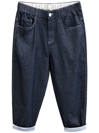 High-End Imported Spring and Autumn Casual Jeans for Men, Loose Straight-Leg Cropped Pants, Men's Tencel Denim New Style Pants