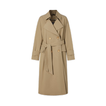 Jiuzi Annako handsome workwear style double-breasted belt long coat windbreaker womens 2024 autumn style