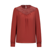 Jiuzi Annakos elegant and ladylike temperament spliced ​​lace solid chiffon long-sleeved top for women 2024 autumn new style