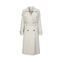 Jiuzi Annako urban simple textured jacquard with belt windbreaker jacket womens 2024 autumn new style