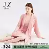 JUZUI official flagship store spring pink solid color lace stitching with belt women's nightgown