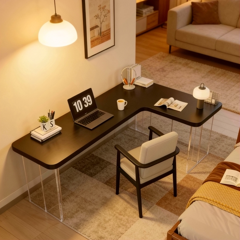 Solid Wood Desk, Living Room Corner Table, Study Room Computer Desk, L-Shaped Office Desk, Work Desk, Student Home Writing Desk, Simple