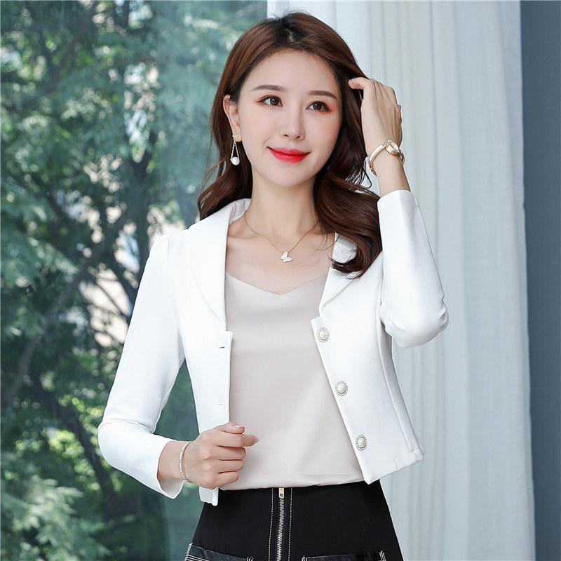 Spring and Autumn Fashion Small Coat Women's Short High Waist Gown 2022 Spring New Style With Skirt White Small Suit Outside