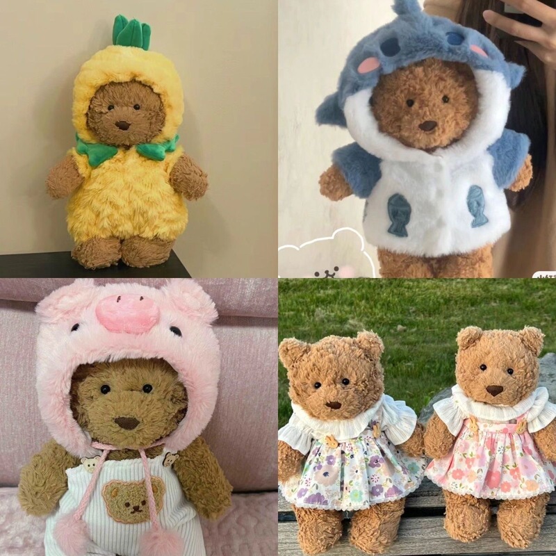 28cm Barcelona Bear Clothes Plush Doll Clothes Little Bear Baby Clothes Pineapple Jumpsuit Teddy Bear Jumpsuit Pajamas
