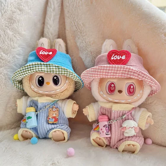 
Clothes only] First and second generation keychain Labubu clothes pendant Labubu love hat kettle crawling suit