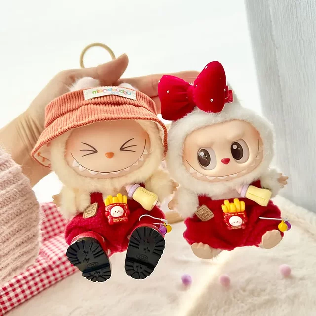 Clothes only, first and second generation keychain Labubu clothes pendant Labubu New Year baby clothes baby bottle suspender pants