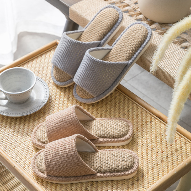 Four Seasons Universal Linen Slippers Female Summer Home Bedroom Couple 2021 New Home Furnishing Cloth Bottom Sandal Slippers Male