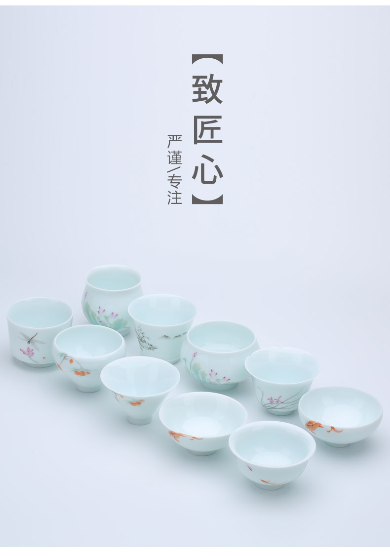MaiTao jingdezhen bucket fish fun color lotus tea set single cup home hand - made master kung fu tea cups sample tea cup cup