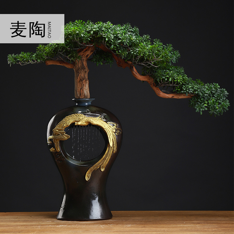 MaiTao new Chinese style water device simulation guest - the greeting pine home furnishing articles furnishing articles in extremely good fortune opening housewarming gift