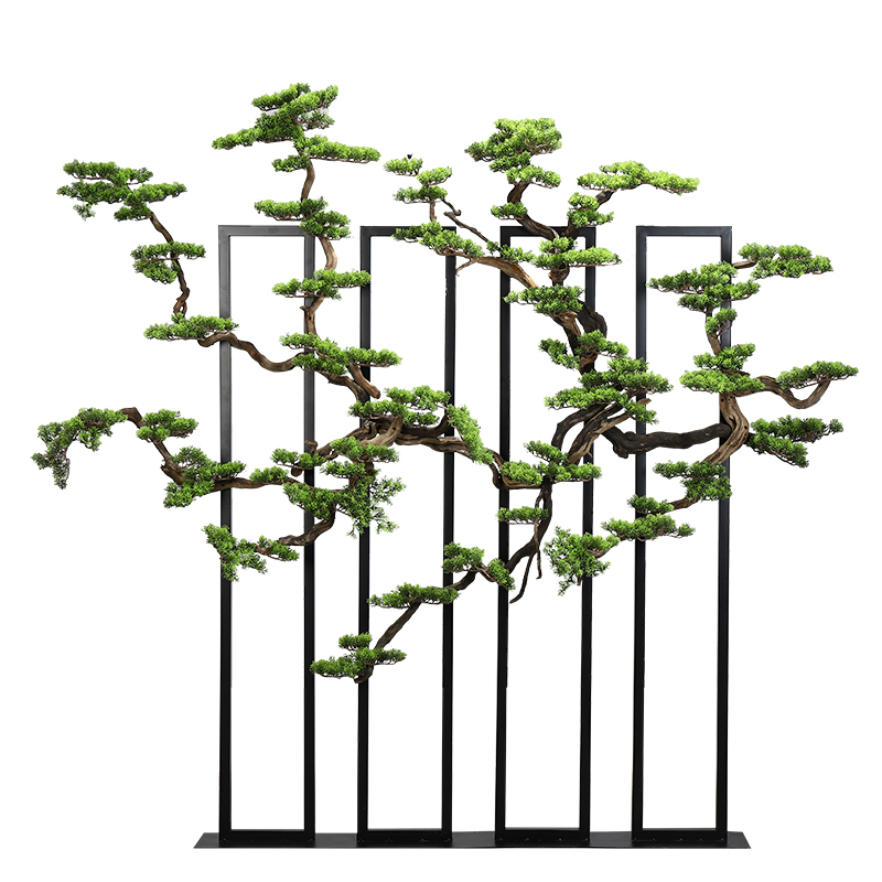 Simulation guest - the greeting pine to the ground, wrought iron MaiTao new Chinese style screen miniascape hotel lobby false dry landscape tree furnishing articles