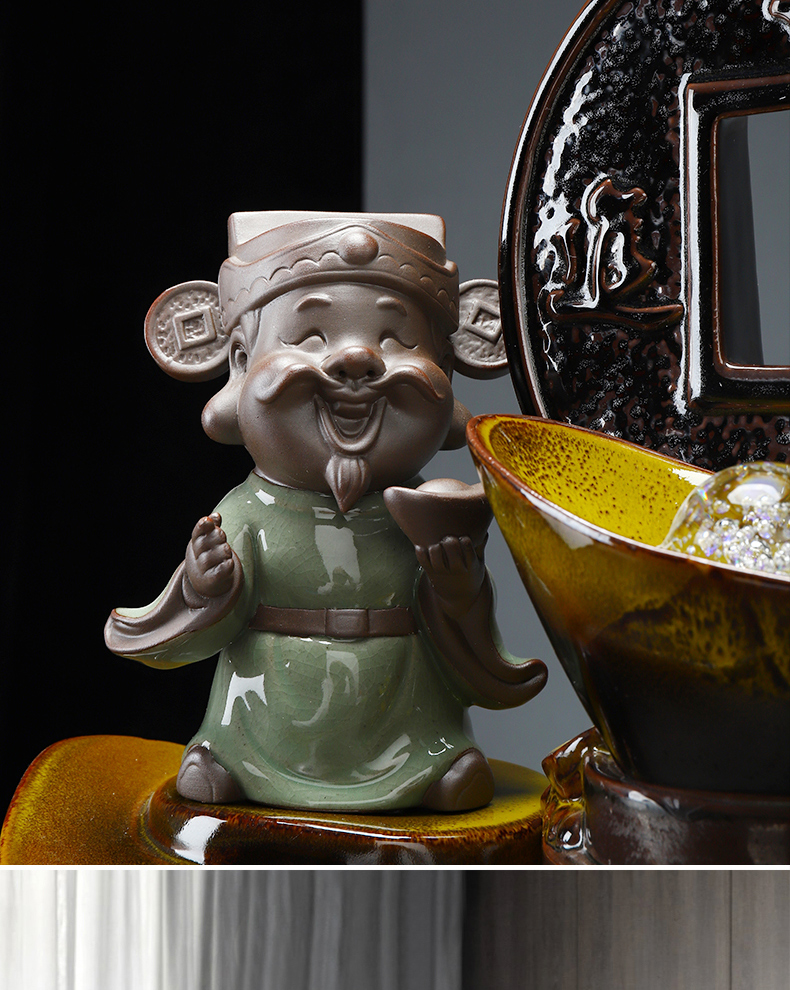 MaiTao water fountain furnishing articles ceramic feng shui plutus humidifier tank opening gifts sitting room office decoration