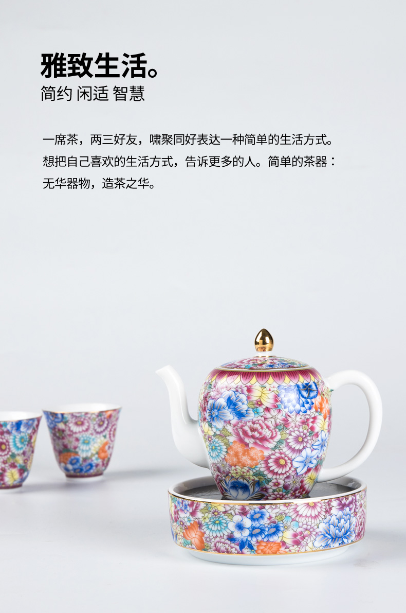 MaiTao colored enamel high - grade ceramic tea set suit household of Chinese style antique teapot tea pot on the whole