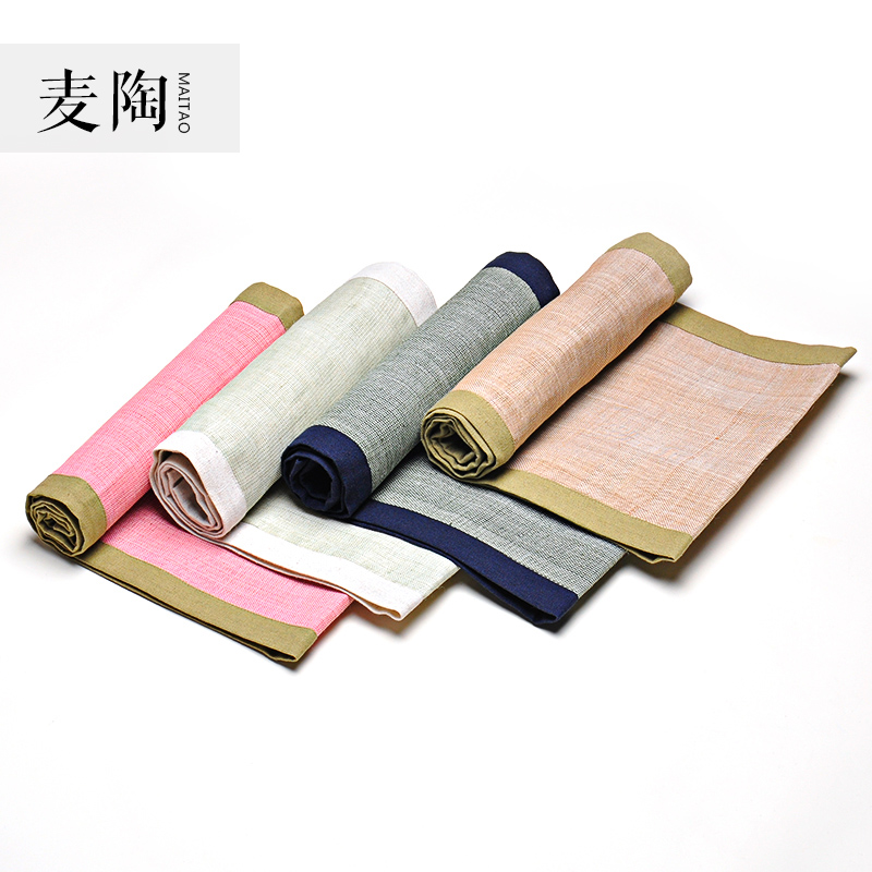 MaiTao Japanese checking linen table cloth zen tea table linen tea shops dry tea tea cup mat mat tea cloth table flag