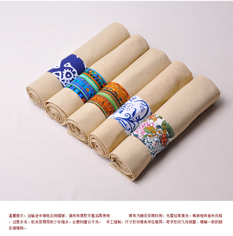MaiTao printed cotton and linen tea table linen cloth zen tea flag flax, cotton and linen cloth mat Japanese dry terms pad
