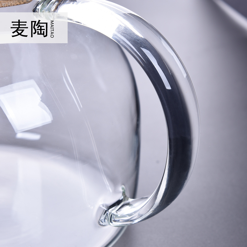 Kung fu tea kettle MaiTao heat - resistant glass checking wooden cover flower teapot tea cups tea kettle