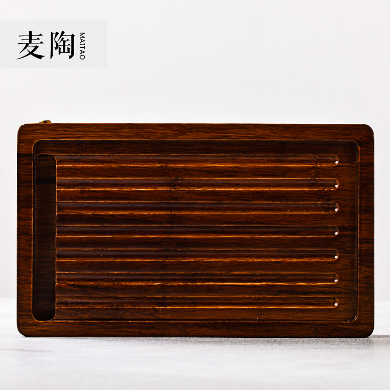 MaiTao heavy bamboo tea tray drawer storage small rectangle bamboo tea table solid wood tea sea mail