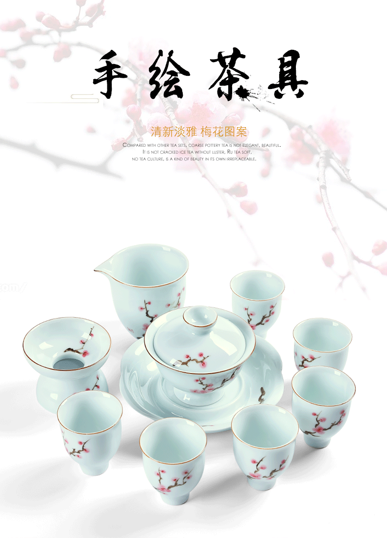 Mike some ceramic China cups tall foot cup sample tea cup hand - made name plum ceramic kung fu tea set master octagon cup