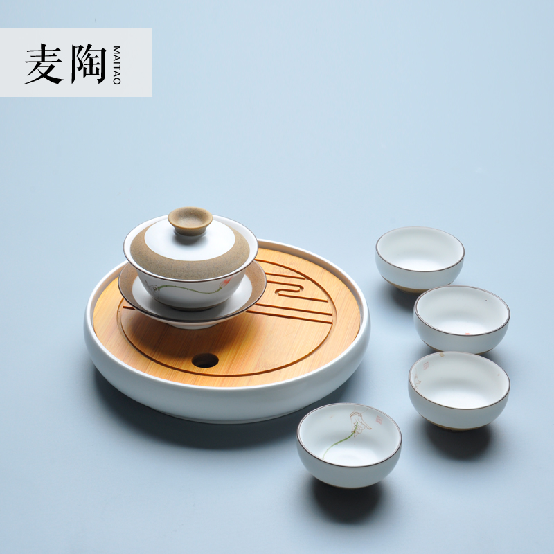 Travel MaiTao portable cotton and a pot of four cups of kung fu tea set to receive a bag bag teapot teacup tea tray tea sea