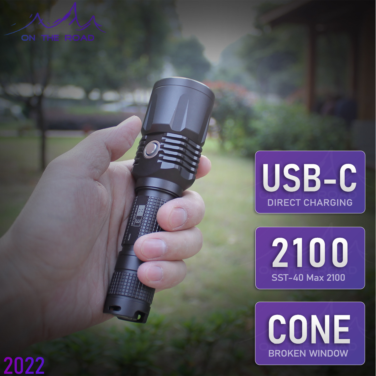On the road X3 car load breaking window flashlight USB straight charging intense light flashlight outdoor waterproof far spot light