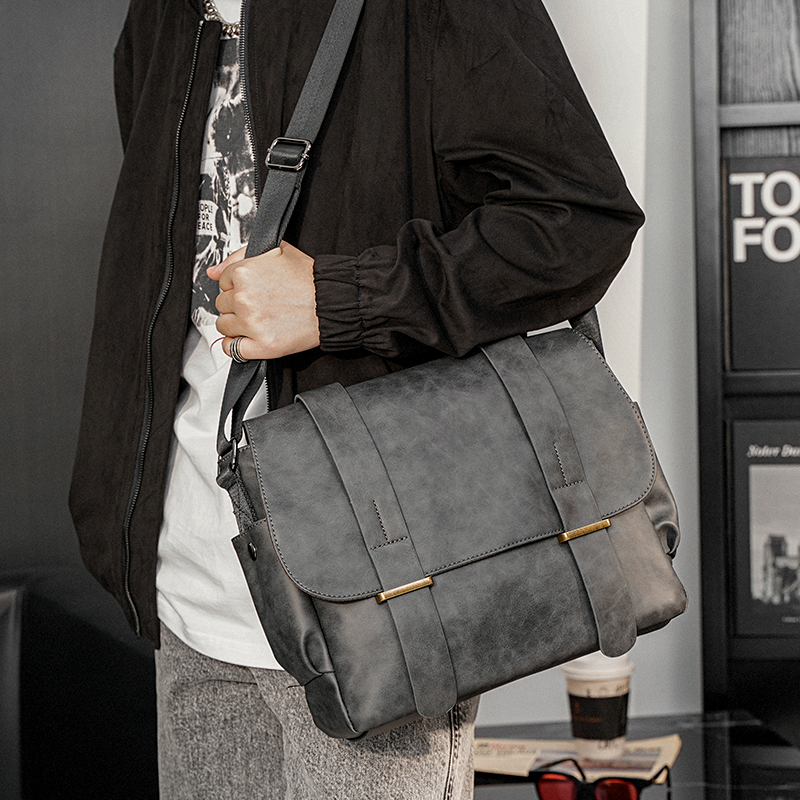 Hong Kong I Tgreg Youth Canvas Single Shoulder Bag Men's Bag Sloping Cross-Pack Street Satchel Students School Bag Sails Bag Tide