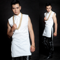 Long-style vest concert with coattails sleeveless shirt stage clothes DS male and female performance costumes