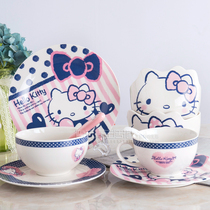 Cute cartoon milk cup Ceramic plate Student instant noodle bowl Japanese creative large rice bowl Microwave tableware