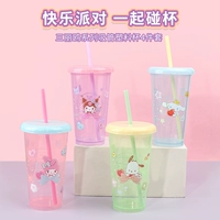 Sanrio, пластиковая милая портативная трубочка со стаканом, 4 шт, 520 мл
