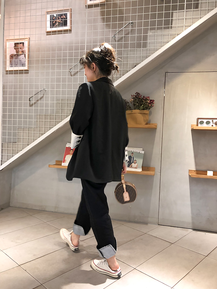Mùa xuân và mùa thu áo khoác nữ sang trọng lỏng lẻo thời trang hoang dã giản dị bộ vest nữ quần lửng