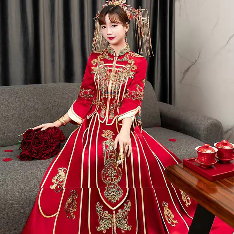 Show and dress bride 2022 The new little child Chinese wedding dress wedding gown woman wedding dress Skinny senior