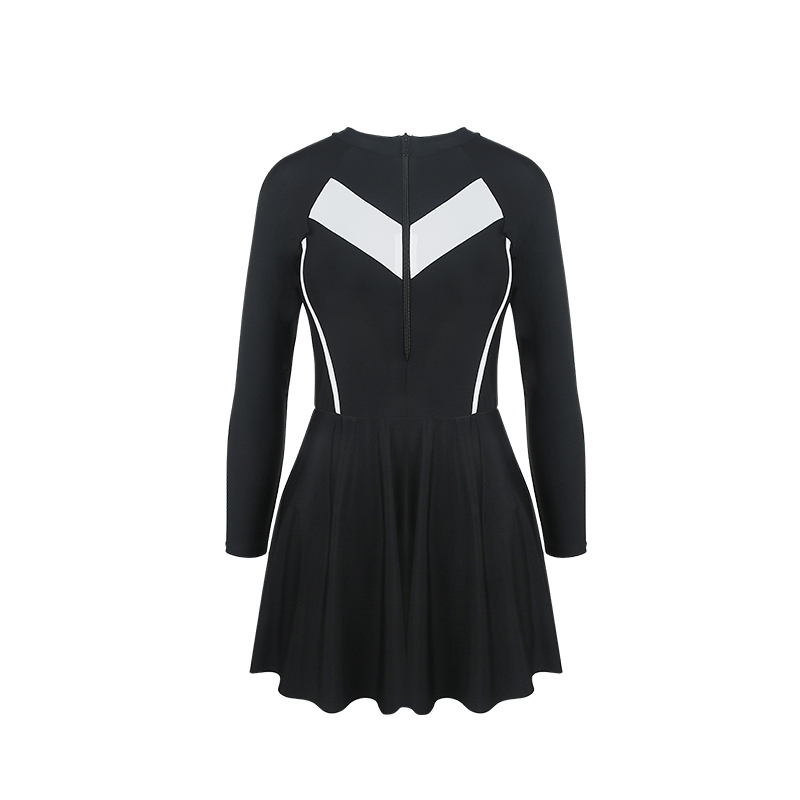 Swimsuit woman 2021 new sport wind conservative even body black Conspiculean South Korea Long Sleeve Sunscreen Medley Bathing Suit