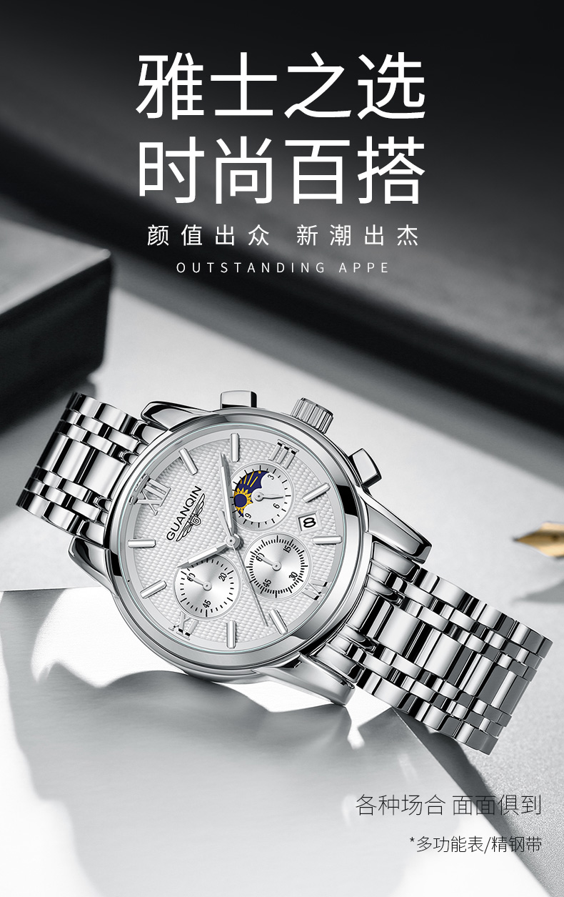 F3662 2190K ĐỒNG HỒ NAM OPUTYE CHỐNG NƯỚC QUAI HỢP KIM MÁY PIN, MÁY THẠCH ANH ĐỒNG HỒ PHỤ KIỆN NAM G05 SẢN PHẨM MỚI
