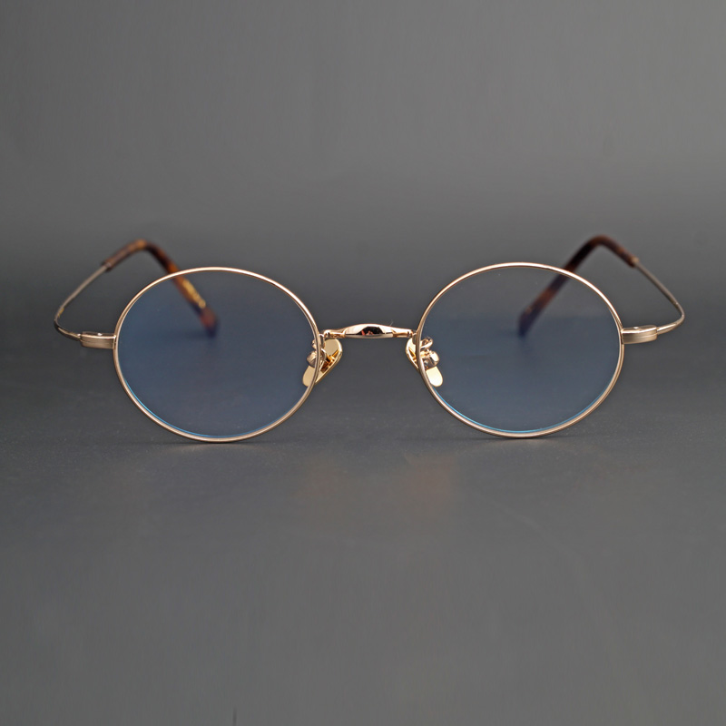 Ultra Light B Titanium Gold Silk Side Pure Titanium Spectacle Frame Retro Frame Male Lady Nearsightedness Glasses Pure Titanium Round Frame 5003