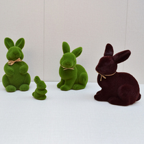 Emulation Short Suede Moss Easter Bunny Living Room Desktop Small Swing Piece Cute Adornment Easter Rabbit