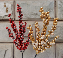 Simulation of red fruit cuttings foreign trade original single Christmas decorations metallic berries red bean branches snow decorative sauce fruit