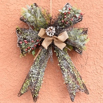 Christmas Butterfly Knot Decoration Iron Art Wall-mounted Wall Creative Flower Ring Adornment Emulation Leaf Winter Green Pine Fruit Hanging