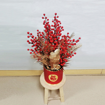 New Chinese Lunar New Year decorations Fobucket pendulum pieces Fortune Fruits Emulation Flowers hugging bucket Money Leaf Lunar New Year Flowers Living Room Placement Costume Costume