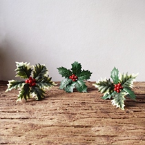 Christmas Tree Ornament Accessories Emulation Green Leafs White Side Winter Green Fruits Bouquet Berries Berries Red Fruits Red Bean Diy Material