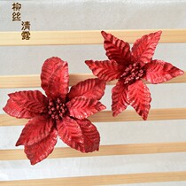 Red Christmas flower glitter cloth rattan decorative flower handmade plastic flower double fake flower creative diy material