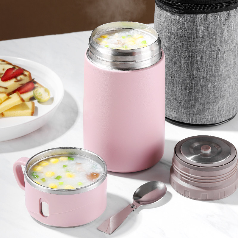 Insulated barrel lunch box portable one person with braised braised cup with braised congee stuffers smoggy pot soup pot baby baby out of the way