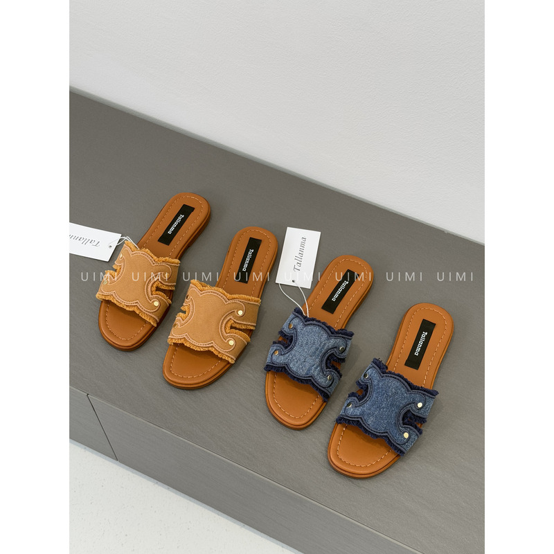 Uimi/Really Need Some Denim Pieces in My Wardrobe for Summer! 25S New Style Denim Flat Sandals for Women