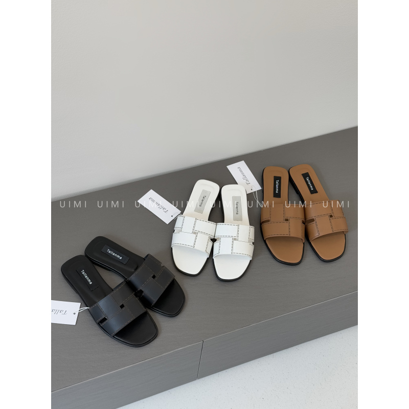 Uimi/ People Who Love Horses Are Now Loving These New Favorites! 25S Spring/Summer Casual Square-Toe Slip-On Sandals for Women for Outdoor Wear