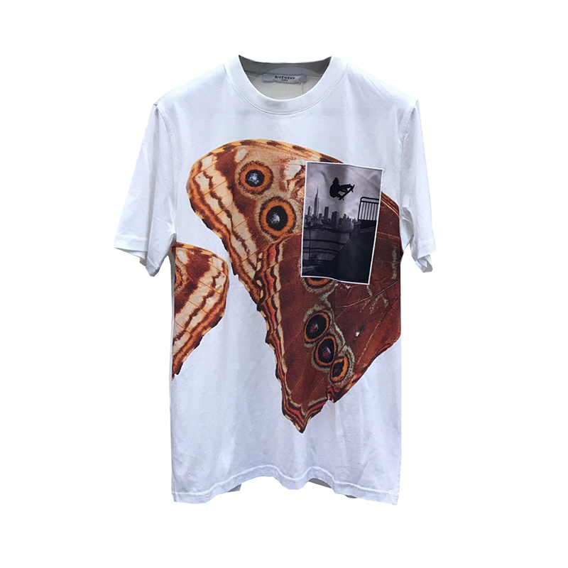 [Discount] Givenchy/Givenchy Gvc Large Butterfly Patch White Short-Sleeved T-Shirt Tee