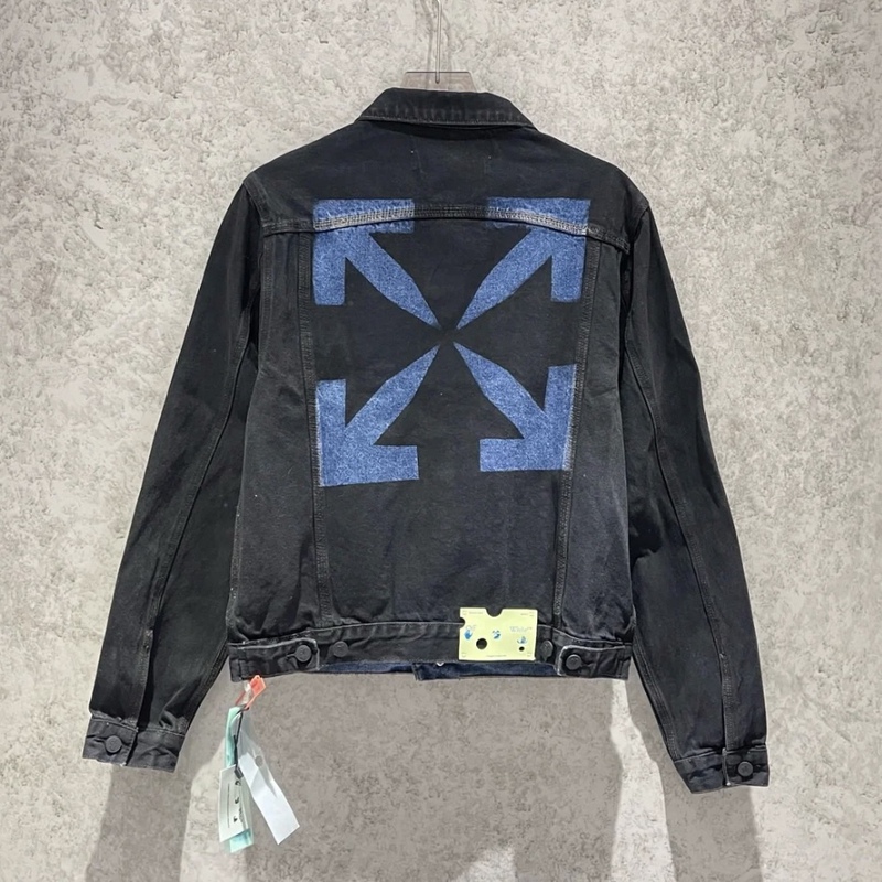 Off-White C/O Virgil Abloh Painted Graffiti Arrow Black Basic Denim Jacket