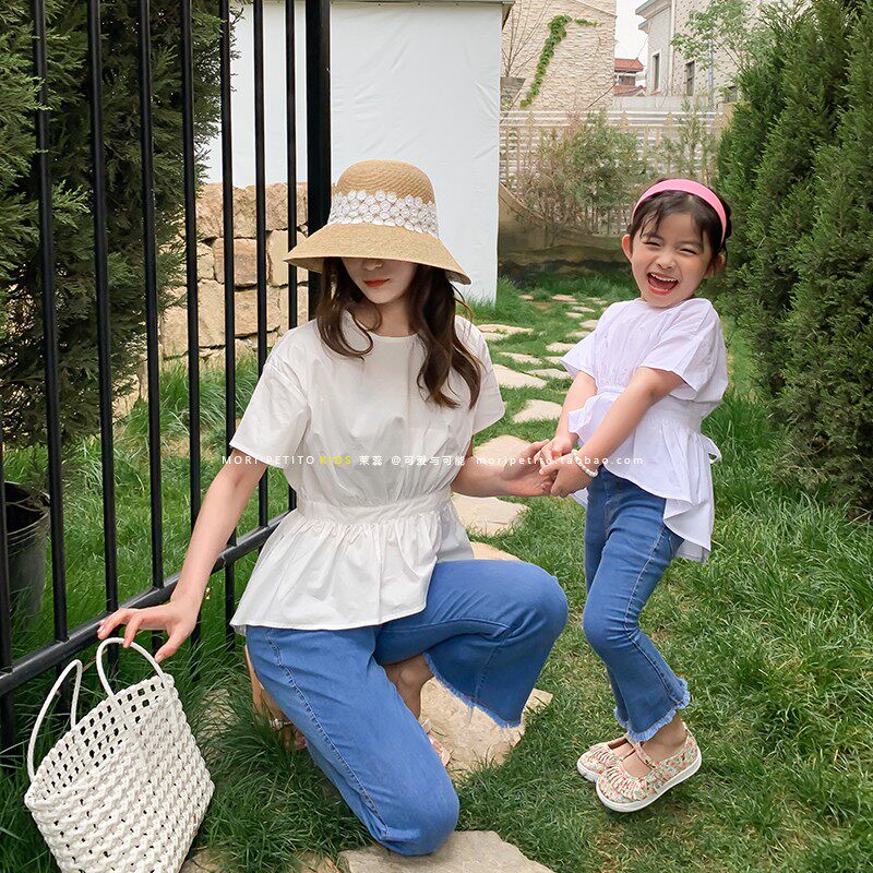 Temperament White Pro Submount Summer Clothing Pure Cotton Short Sleeve Dovetail Back Lacing Girl Shirt Casual Mother Woman 2021